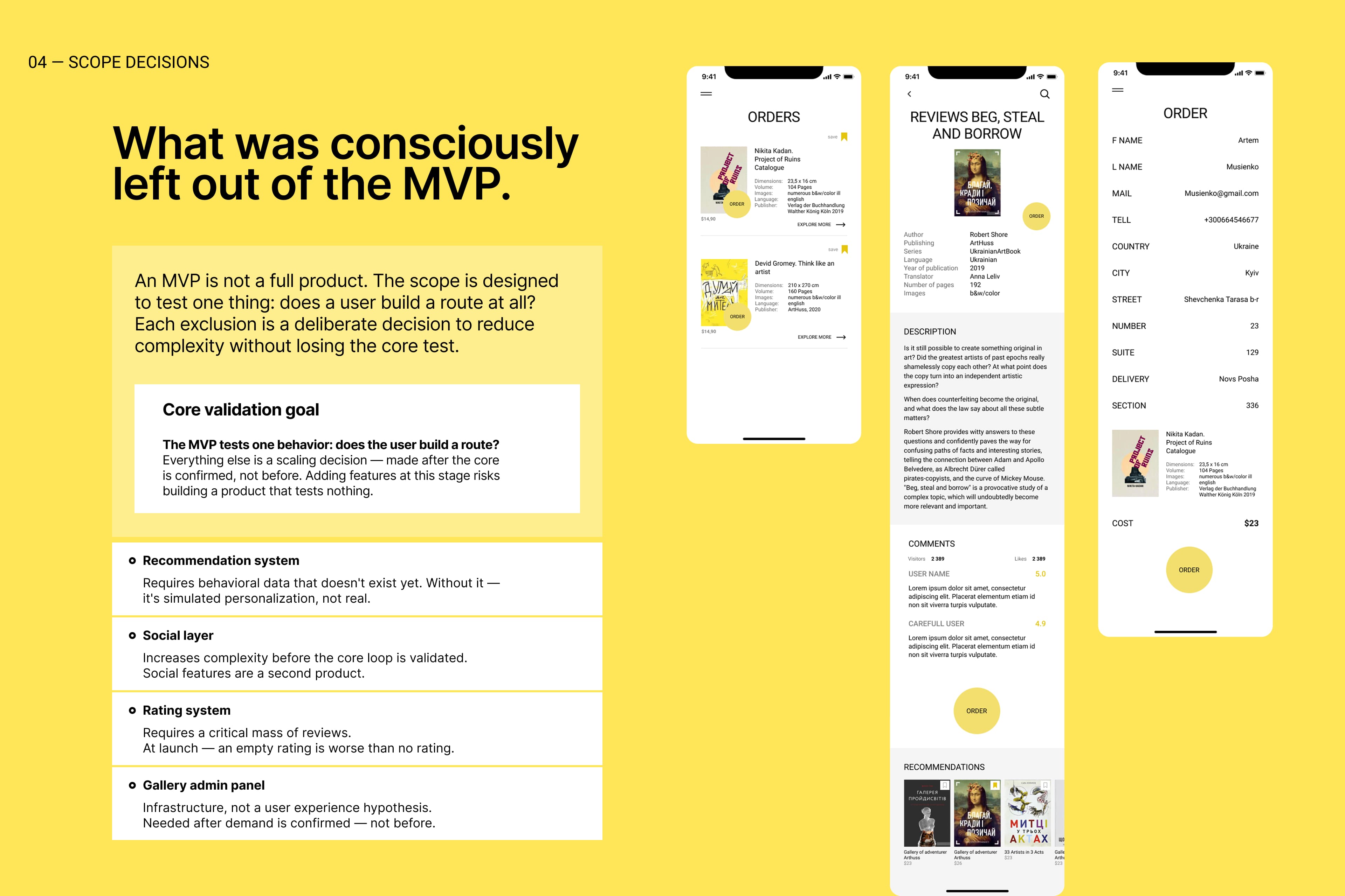 MVP structured to test one behavior: does a user build a cultural route