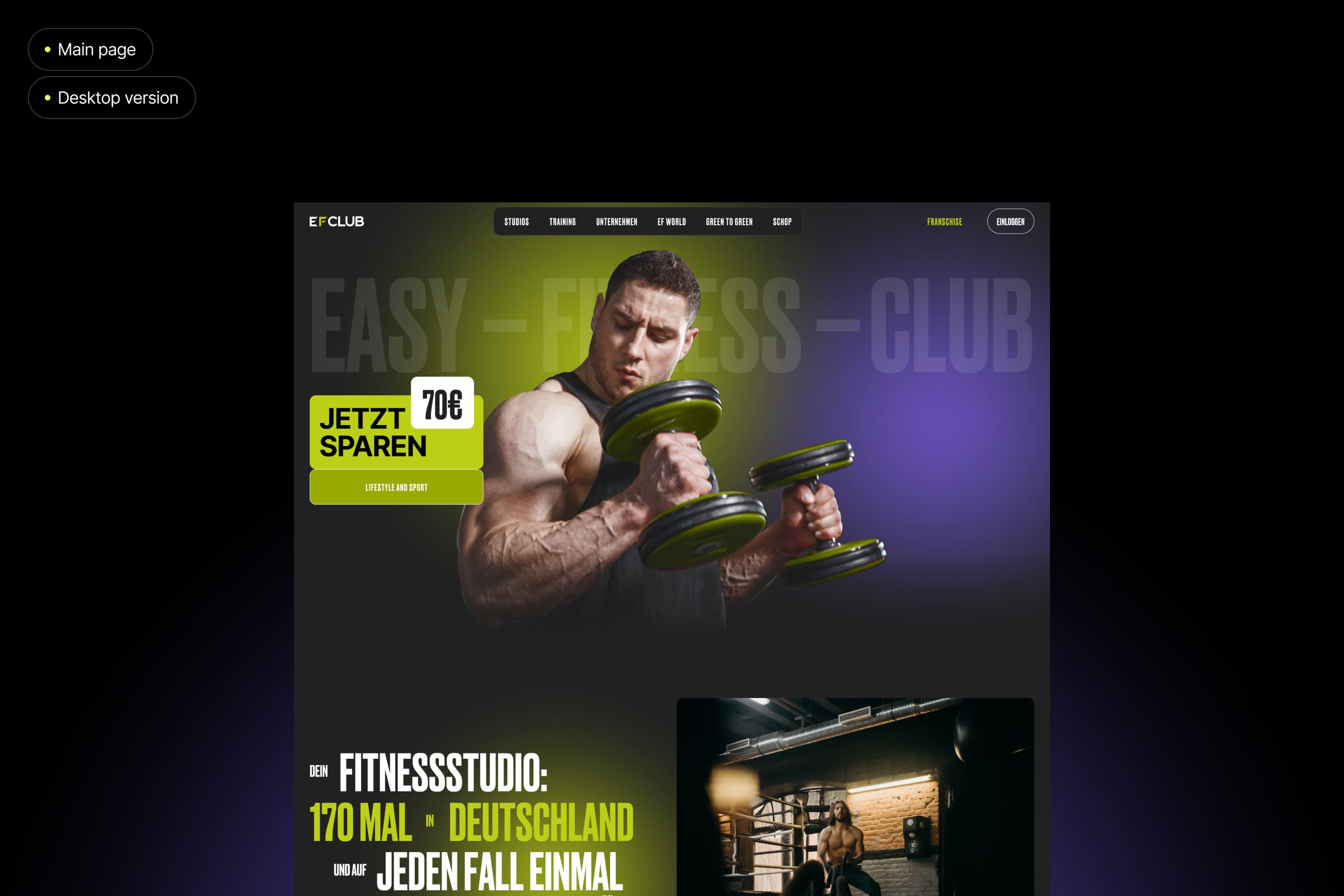 Easy Fitness Club - website for the German network of Fitness Studios