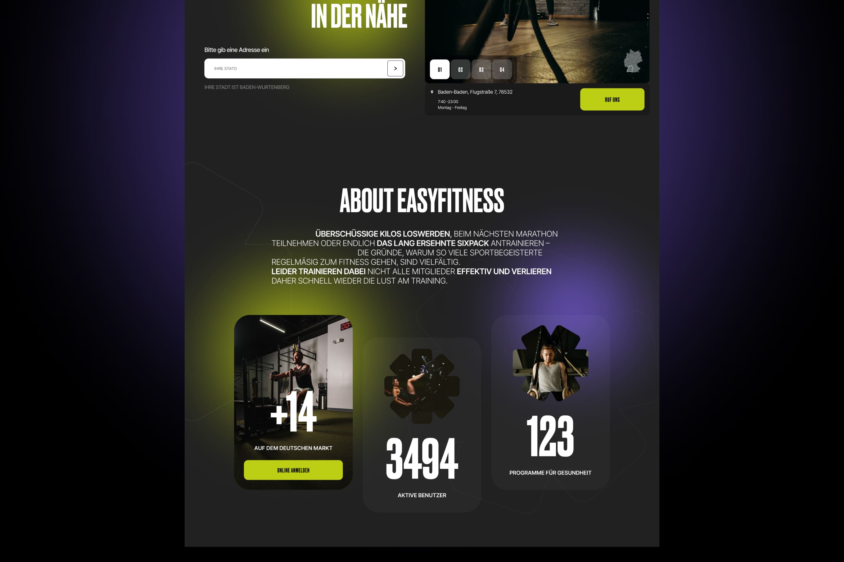 Easy Fitness Club - website for the German network of Fitness Studios