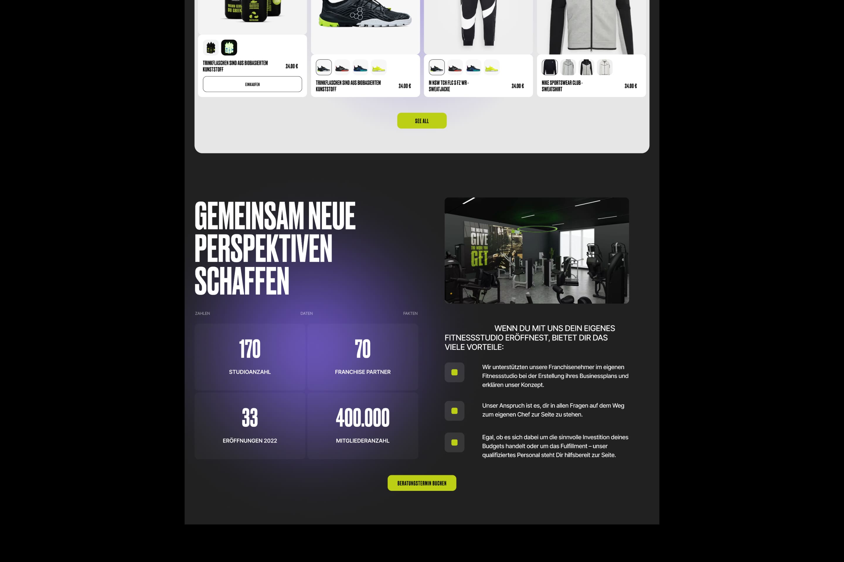 Easy Fitness Club - website for the German network of Fitness Studios