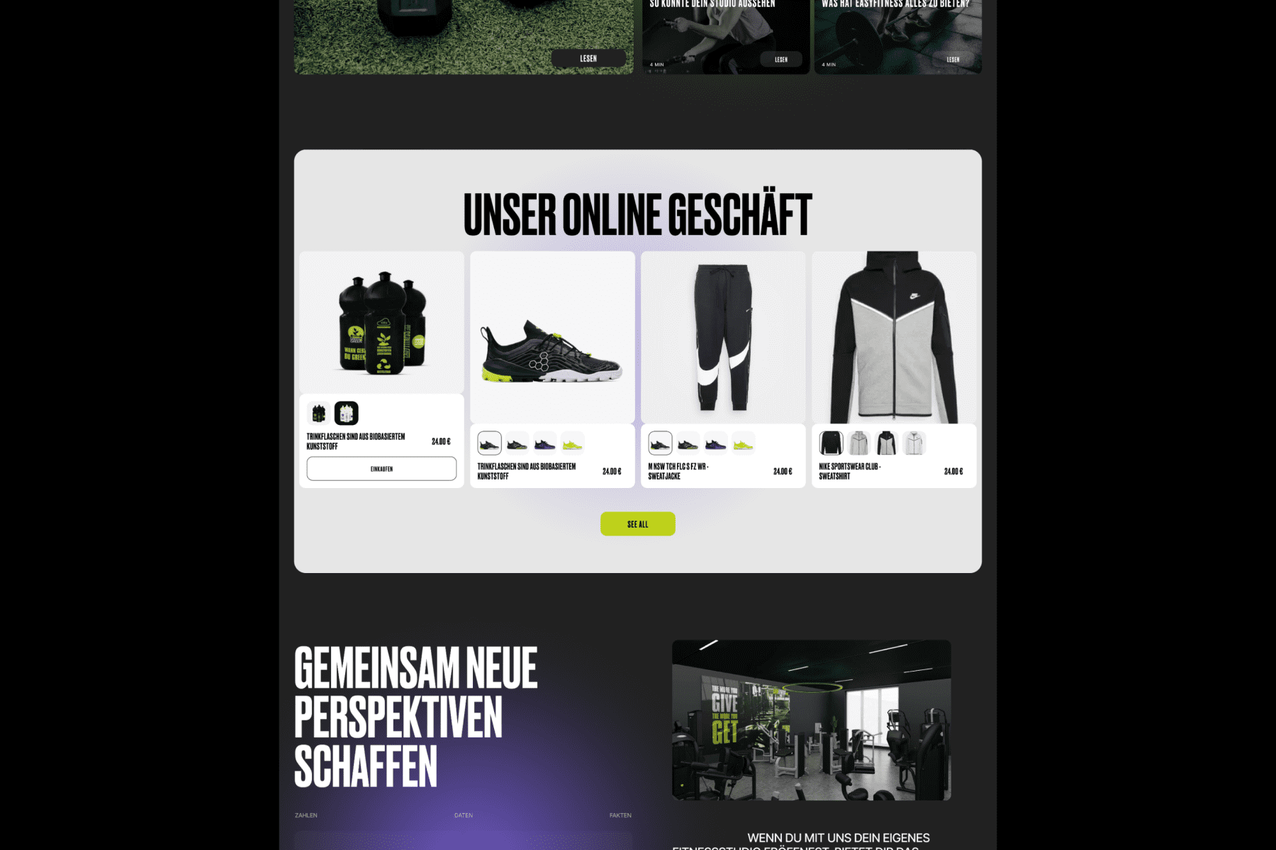 Easy Fitness Club - website for the German network of Fitness Studios